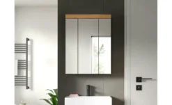 Badezimmerspiegelschrank SCHLOONSEE, Breite 60cm, 3 Spiegeltüren, 9 Fächer, 6 Einlegeböden, in verschiedenen Farben erhältlich, Badmöbel, Spiegel, Badschrank, Bad Schloonsee