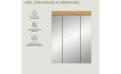 Badezimmerspiegelschrank SCHLOONSEE, Breite 60cm, 3 Spiegeltüren, 9 Fächer, 6 Einlegeböden, in verschiedenen Farben erhältlich, Badmöbel, Spiegel, Badschrank, Bad Schloonsee
