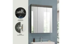 Badezimmerspiegelschrank SCHLOONSEE, Breite 60cm, 3 Spiegeltüren, 9 Fächer, 6 Einlegeböden, in verschiedenen Farben erhältlich, Badmöbel, Spiegel, Badschrank, Bad Schloonsee