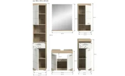 Badmöbel-Set SCHLOONSEE, 5 teilig, bestehend aus: Hochschrank, WBU, Spiegel, Unterschrank, Hängeschrank Schloonsee