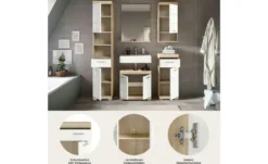 Badmöbel-Set SCHLOONSEE, 5 teilig, bestehend aus: Hochschrank, WBU, Spiegel, Unterschrank, Hängeschrank Schloonsee
