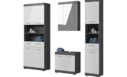 Badmöbel-Set SCHLOONSEE, 4 teilig, bestehend aus: Hochschrank schmal, WBU, Spiegelschrank, Hochschrank breit Schloonsee