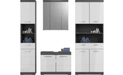 Badmöbel-Set SCHLOONSEE, 4 teilig, bestehend aus: Hochschrank schmal, WBU, Spiegelschrank, Hochschrank breit Schloonsee