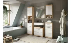 Badmöbel-Set SCHLOONSEE, 4 teilig, bestehend aus: Hochschrank schmal, WBU, Spiegelschrank, Hochschrank breit Schloonsee