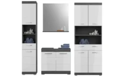 Badmöbel-Set SCHLOONSEE, 4 teilig, bestehend aus: Hochschrank, Waschbeckenunterschrank, Badspiegel, Hochschrank breit Schloonsee