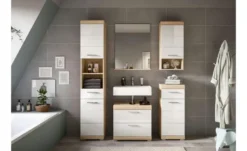 Badmöbel-Set SCHLOONSEE, 5 teilig, bestehend aus: Hochschrank, WBU, Spiegel, Unterschrank, Hängeschrank Schloonsee