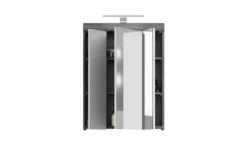 Badmöbel-Set SCHLOONSEE, 2 teilig, inklusive LED Beleuchtung, bestehend aus: Waschbeckenunterschrank, Spiegelschrank, LED Badaufsatzleuchte Schloonsee