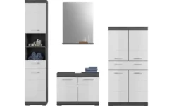Badmöbel-Set SCHLOONSEE, 4 teilig, bestehend aus: Hochschrank, Waschbeckenunterschrank, Badspiegel, Midischrank Schloonsee