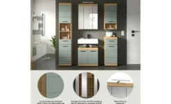 Badmöbel-Set SCHLOONSEE, 5 teilig, inklusive LED Beleuchtung, bestehend aus: Hochschrank, WBU, Spiegelschrank, Unterschrank, Hängeschrank Schloonsee