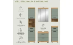 Badmöbel-Set SCHLOONSEE, 5 teilig, inklusive LED Beleuchtung, bestehend aus: Hochschrank, WBU, Spiegelschrank, Unterschrank, Hängeschrank Schloonsee