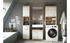 Badmöbel-Set SCHLOONSEE, 4 teilig, bestehend aus: Hochschrank, WBU, Badspiegel, Waschmaschinenumbauschrank Schloonsee