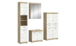 Badmöbel-Set SCHLOONSEE, 4 teilig, bestehend aus: Hochschrank, Waschbeckenunterschrank, Spiegelschrank, Midischrank Schloonsee