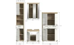Badmöbel-Set SCHLOONSEE, 4 teilig, bestehend aus: Hochschrank, Waschbeckenunterschrank, Spiegelschrank, Midischrank Schloonsee