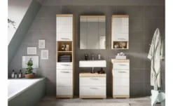 Badmöbel-Set SCHLOONSEE, 5 teilig, bestehend aus: Hochschrank, WBU, Spiegelschrank, Unterschrank, Hängeschrank Schloonsee