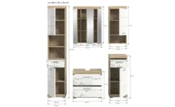Badmöbel-Set SCHLOONSEE, 5 teilig, bestehend aus: Hochschrank, WBU, Spiegelschrank, Unterschrank, Hängeschrank Schloonsee
