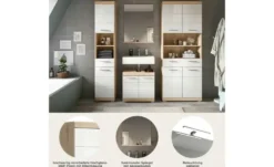 Badmöbel-Set SCHLOONSEE, 4 teilig, bestehend aus: Hochschrank, Waschbeckenunterschrank, Badspiegel, Hochschrank breit Schloonsee