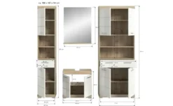 Badmöbel-Set SCHLOONSEE, 4 teilig, bestehend aus: Hochschrank, Waschbeckenunterschrank, Badspiegel, Hochschrank breit Schloonsee