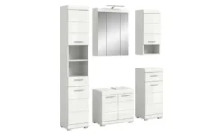 Badmöbel-Set SCHLOONSEE, 5 teilig, inklusive LED Beleuchtung, bestehend aus: Hochschrank, WBU, Spiegelschrank, Unterschrank, Hängeschrank Schloonsee