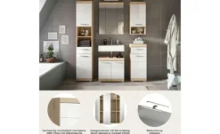 Badmöbel-Set SCHLOONSEE, 5 teilig, inklusive LED Beleuchtung, bestehend aus: Hochschrank, WBU, Spiegelschrank, Unterschrank, Hängeschrank Schloonsee
