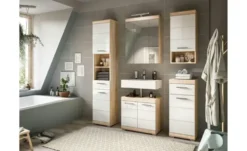 Badmöbel-Set SCHLOONSEE, 5 teilig, inklusive LED Beleuchtung, bestehend aus: Hochschrank, WBU, Spiegelschrank, Unterschrank, Hängeschrank Schloonsee