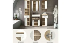 Badmöbel-Set SCHLOONSEE, 5 teilig, inklusive LED Beleuchtung, bestehend aus: Hochschrank, WBU, Spiegelschrank, Unterschrank, Hängeschrank Schloonsee