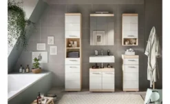 Badmöbel-Set SCHLOONSEE, 5 teilig, inklusive LED Beleuchtung, bestehend aus: Hochschrank, WBU, Spiegelschrank, Unterschrank, Hängeschrank Schloonsee
