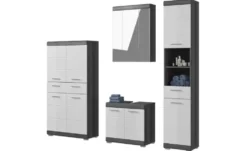 Badmöbel-Set SCHLOONSEE, 4 teilig, bestehend aus: Hochschrank, Waschbeckenunterschrank, Spiegelschrank, Midischrank Schloonsee