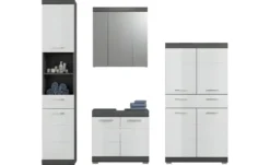 Badmöbel-Set SCHLOONSEE, 4 teilig, bestehend aus: Hochschrank, Waschbeckenunterschrank, Spiegelschrank, Midischrank Schloonsee