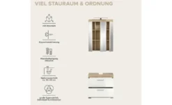 Badmöbel-Set SCHLOONSEE, 2 teilig, inklusive LED Beleuchtung, bestehend aus: Waschbeckenunterschrank, Spiegelschrank, LED Badaufsatzleuchte Schloonsee