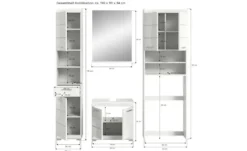 Badmöbel-Set SCHLOONSEE, 4 teilig, bestehend aus: Hochschrank, WBU, Badspiegel, Waschmaschinenumbauschrank Schloonsee