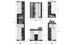 Badmöbel-Set SCHLOONSEE, 5 teilig, bestehend aus: Hochschrank, WBU, Spiegelschrank, Unterschrank, Hängeschrank Schloonsee