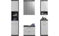 Badmöbel-Set SCHLOONSEE, 5 teilig, bestehend aus: Hochschrank, WBU, Spiegelschrank, Unterschrank, Hängeschrank Schloonsee
