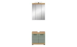 Badmöbel-Set SCHLOONSEE, 2 teilig, inklusive LED Beleuchtung, bestehend aus: Waschbeckenunterschrank, Spiegelschrank, LED Badaufsatzleuchte Schloonsee