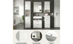Badmöbel-Set SCHLOONSEE, 5 teilig, bestehend aus: Hochschrank, WBU, Spiegel, Unterschrank, Hängeschrank Schloonsee