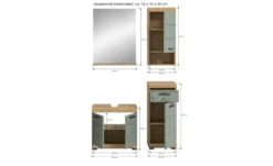 Badmöbel-Set SCHLOONSEE, 4 teilig, bestehend aus: Waschbeckenunterschrank, Spiegel, Unterschrank, Hängeschrank Schloonsee