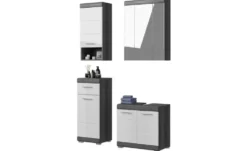 Badmöbel-Set SCHLOONSEE, 4 teilig, bestehend aus: Waschbeckenunterschrank, Spiegelschrank, Unterschrank, Hängeschrank Schloonsee