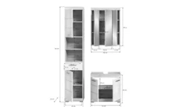 Badmöbel-Set SCHLOONSEE, 3 teilig, bestehend aus: Hochschrank, Waschbeckenunterschrank, Spiegelschrank Schloonsee