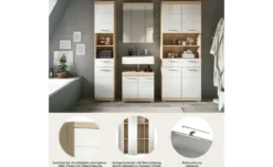 Badmöbel-Set SCHLOONSEE, 4 teilig, bestehend aus: Hochschrank schmal, WBU, Spiegelschrank, Hochschrank breit Schloonsee