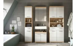 Badmöbel-Set SCHLOONSEE, 4 teilig, bestehend aus: Hochschrank schmal, WBU, Spiegelschrank, Hochschrank breit Schloonsee