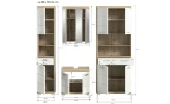 Badmöbel-Set SCHLOONSEE, 4 teilig, bestehend aus: Hochschrank schmal, WBU, Spiegelschrank, Hochschrank breit Schloonsee