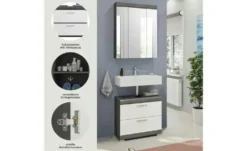 Badmöbel-Set SCHLOONSEE, 2 tlg., bestehend aus: Waschbeckenunterschrank, Spiegelschrank, in verschiedenen Farben erhältlich, Badmöbel, Kombination, Badezimmer Schloonsee