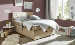 Boxspringbett mit Bettkasten und Topper, Beige Princess