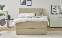 Boxspringbett mit Bettkasten und Topper, Beige Princess