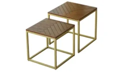 Couchtisch, 2er-Set aus Massivholz Calatria