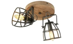 Deckenleuchte, 2-flammig, Holz/Metall Frame