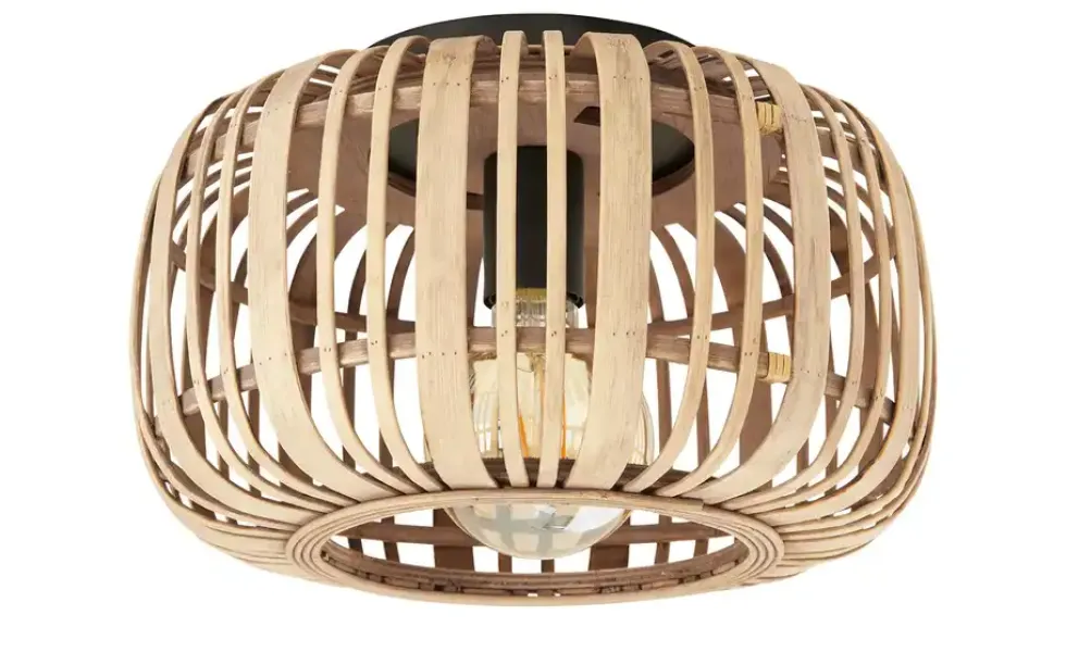 Deckenleuchte, 1-flammig. Rattanschirm `klein`