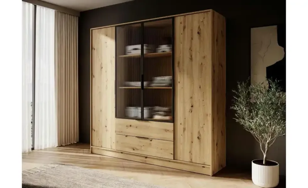 Drehtürenschrank mit 2 Schubladen Lyke