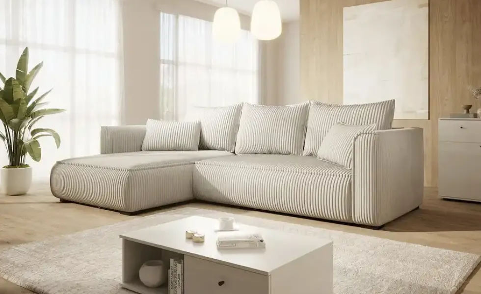 Ecksofa mit trendigem Megacordbezug Modena