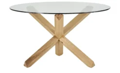 Esstisch mit Tischplatte aus Klarglas Figo
