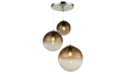 Globo Lighting Pendelleuchte, 3-flammig, Rauchglas-Kugeln
